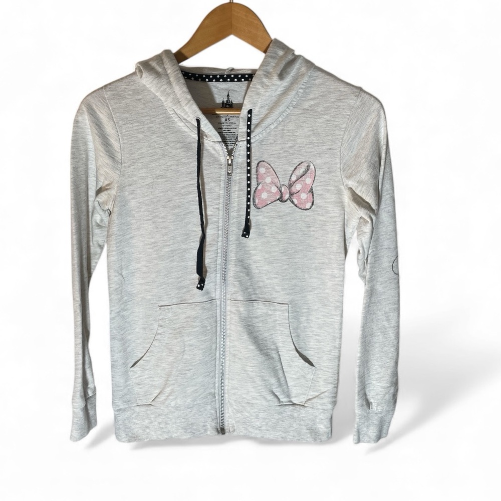 G5- Women’s XS Minnie Mouse Disney Parks Gray Hoodie with Bow Design - Picture 1 of 3